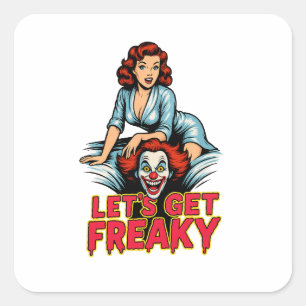 Lasst uns verrückt werden – Retro-Pin-Up & gruseli Quadratischer Aufkleber