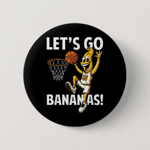 Lasst uns verrückte Bananen-Basketballspieler mit Button