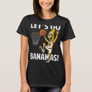 Lasst uns verrückte Bananen-Basketballspieler mit T-Shirt