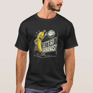 Lasst uns verrückte Bananen-Volleyballspieler mit T-Shirt