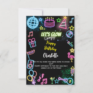 Lasst uns verrückten Neon zum Geburtstag erleuchte Karte