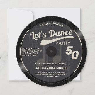 Lasst uns Vintag Groovy Black 50. Geburtstag tanze Einladung