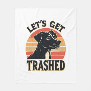 Lasst uns Vintage-Hund-Grafik Retro-Sonnenuntergan Fleecedecke