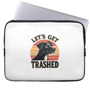 Lasst uns Vintage-Hund-Grafik Retro-Sonnenuntergan Laptopschutzhülle