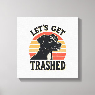 Lasst uns Vintage-Hund-Grafik Retro-Sonnenuntergan Leinwanddruck