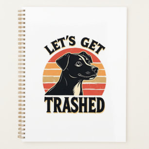 Lasst uns Vintage-Hund-Grafik Retro-Sonnenuntergan Planer