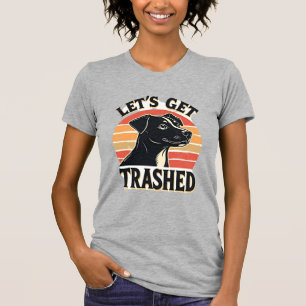 Lasst uns Vintage-Hund-Grafik Retro-Sonnenuntergan T-Shirt