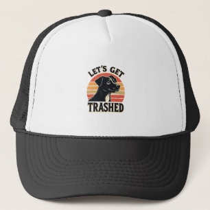 Lasst uns Vintage-Hund-Grafik Retro-Sonnenuntergan Truckerkappe