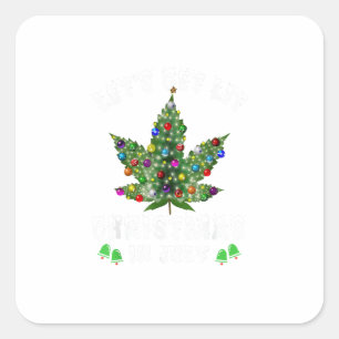 Lasst uns Weihnachten im Juli Weihnachtsbaum bekom Quadratischer Aufkleber
