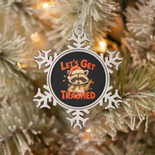Lasst uns Weihnachten verwüsten Waschbär Verwilder Schneeflocken Zinn-Ornament