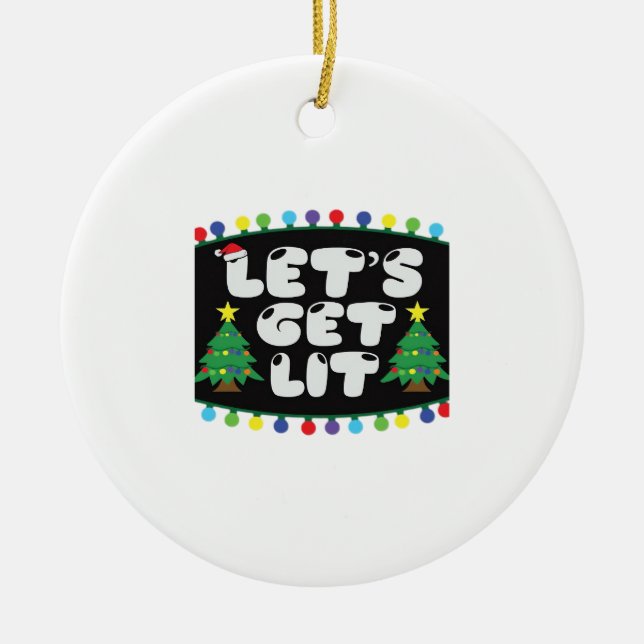Lasst uns Weihnachtsbaum Merry Funny Jokes Sat. Keramik Ornament (Vorne)