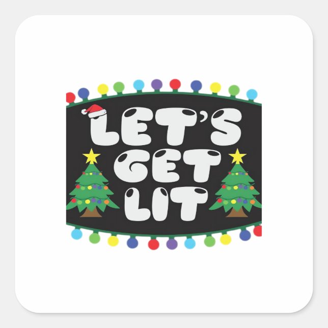 Lasst uns Weihnachtsbaum Merry Funny Jokes Sat. Quadratischer Aufkleber (Vorderseite)