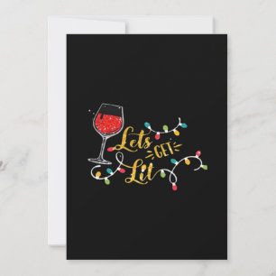 Lasst uns Wein Gläser Weihnachtslichter trinken Feiertagskarte