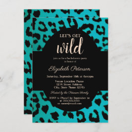Lasst uns Wild Chic Leopard Print Blue holen Einladung