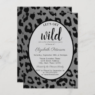 Lasst uns Wild holen, Graue Leopard Print Bachelor Einladung