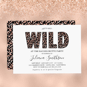 Lasst uns wild werden Rose Gold Leopard Junggesell Einladung