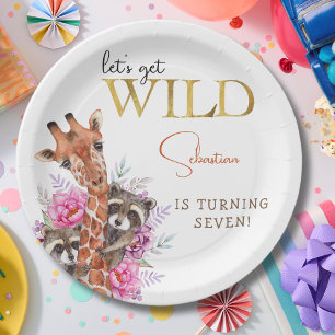 Lasst uns wilde Safari-Tiere Kinder-Geburtstagsfei Pappteller
