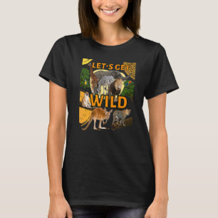 Lasst uns wilde Zoo-Tiere-Safari-Party-Tag im T-Shirt