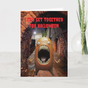 Lasst uns zusammen Halloween feiern. Karte