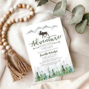 Lasst unser Abenteuer beginnen Wald Baby Shower Einladung