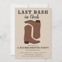 Last Bash in Nash Bachelorette Boots Einladung