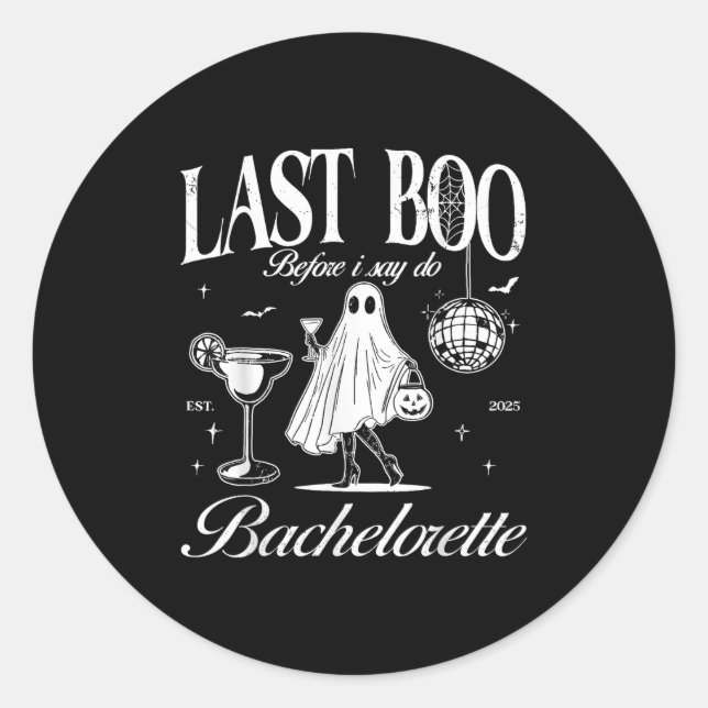 Last Boo Before I Say Do Bride Ghost Bachelorette  Runder Aufkleber (Vorderseite)