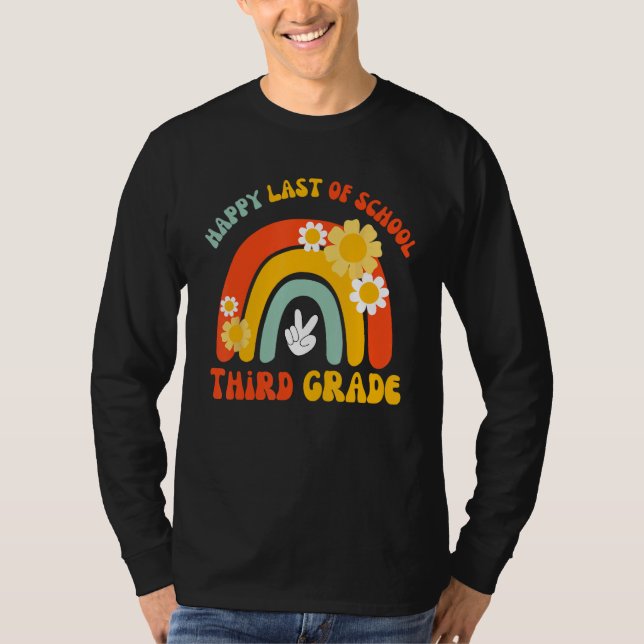 Last Day Of School Groovy Teachers and students He T-Shirt (Vorderseite)