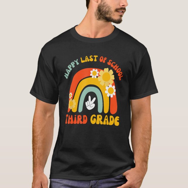 Last Day Of School Groovy Teachers and students He T-Shirt (Vorderseite)