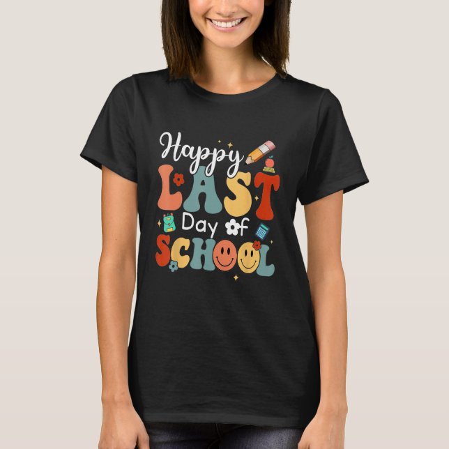 Last Day Of School Vibes Retro Groovy Smile Face G T-Shirt (Vorderseite)