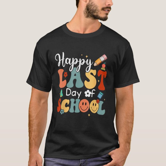 Last Day Of School Vibes Retro Groovy Smile Face G T-Shirt (Vorderseite)