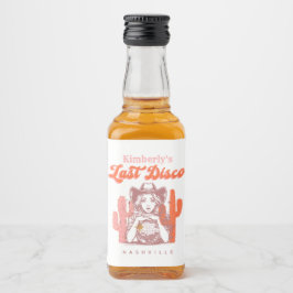 Last Disco Retro Cowgirl Pink Bachelorette Party Alkoholflaschenetikett