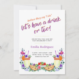 Last Flying Fiesta Cocktails Tacos Bachelorette Einladung