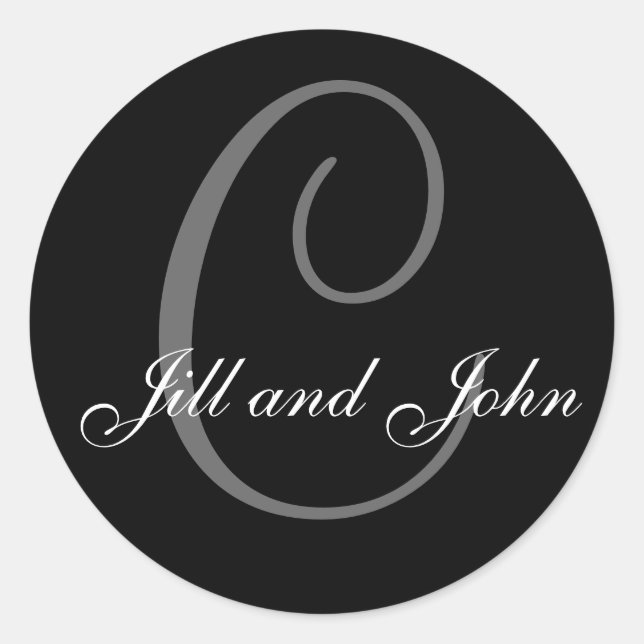 Last Name Initial C plus First Names Black Sticker (Vorderseite)