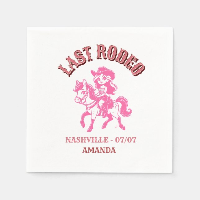 last rodeo bachelorette party pink horse serviette (Vorderseite)
