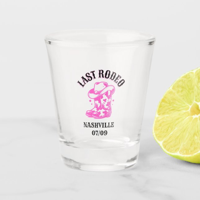 last rodeo bachelorette party pink schnapsglas (Vorderseite)