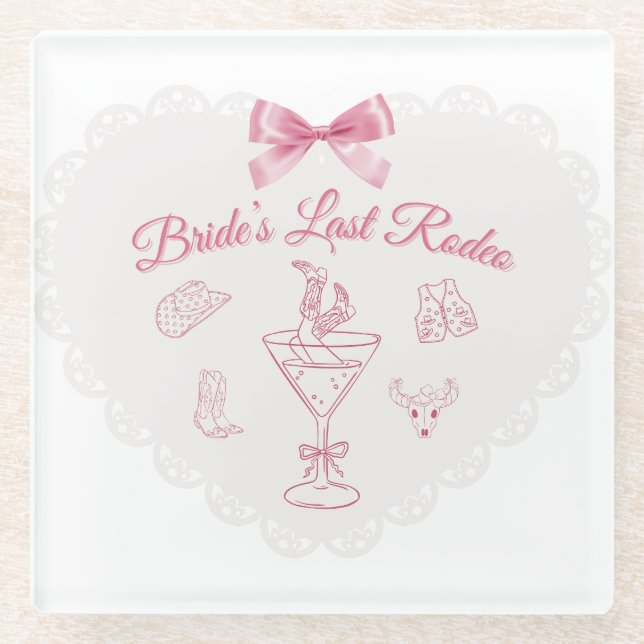 "Last Rodeo Bride Stamm Western Bachelorette" Glasuntersetzer (Vorderseite)