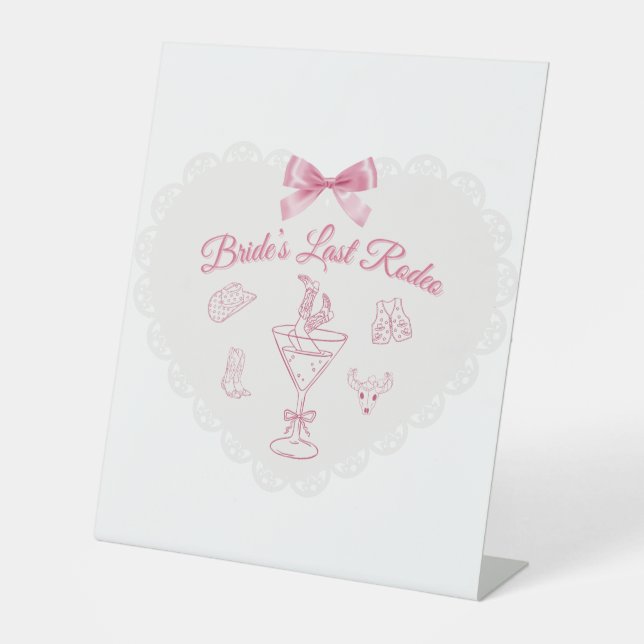 "Last Rodeo Bride Stamm Western Bachelorette" Sockelschild (Vorderseite)