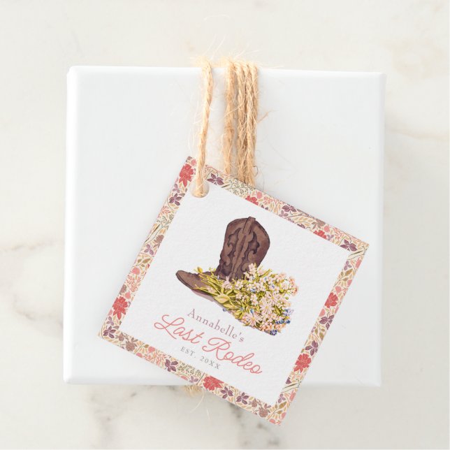 Last Rodeo Cowgirl Boot Floral Bachelorette Geschenkanhänger (Beispiel)