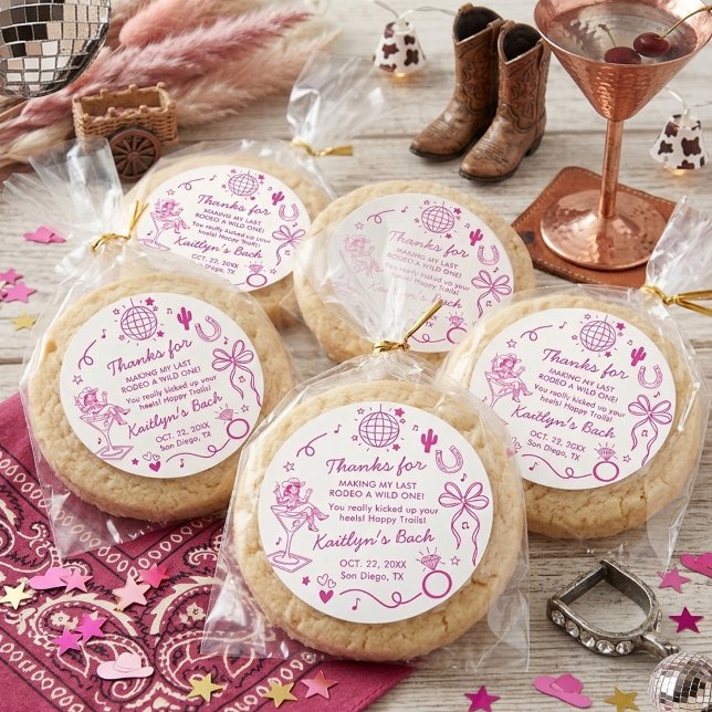 Last Rodeo Disco Cowgirl Bachelorette Party Favor Runder Aufkleber (Von Creator hochgeladen)