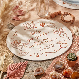 Last Rodeo Disco Cowgirl Bachelorette Party Runder Pappuntersetzer