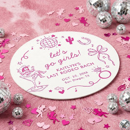 Last Rodeo Disco Cowgirl Bachelorette Party Runder Pappuntersetzer