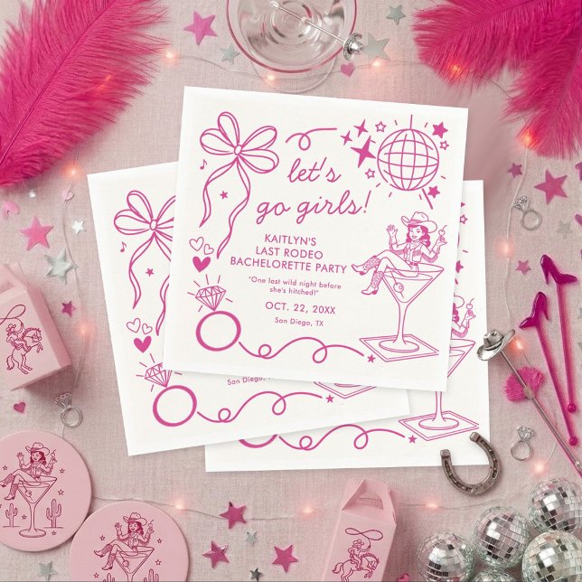 Last Rodeo Disco Cowgirl Bachelorette Party Serviette (Von Creator hochgeladen)