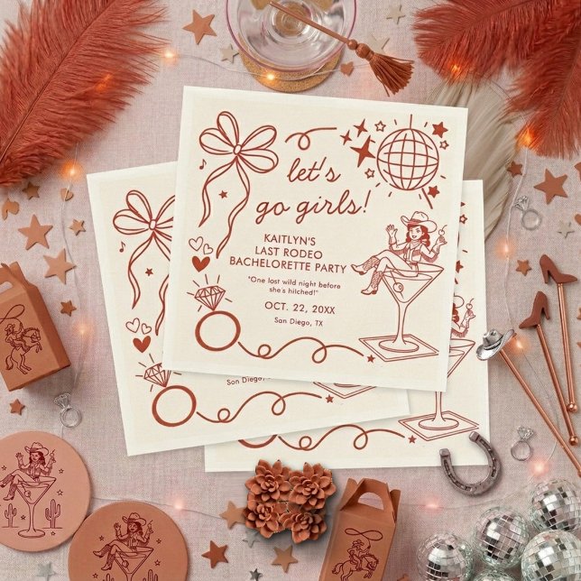Last Rodeo Disco Cowgirl Bachelorette Party Serviette (Von Creator hochgeladen)