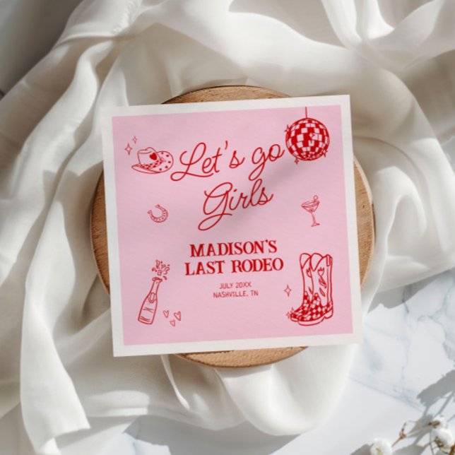 Last Rodeo Disco Cowgirl Bachelorette Serviette (Von Creator hochgeladen)