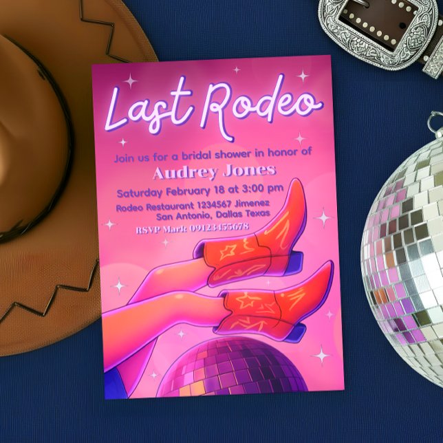 Last Rodeo - Disco Cowgirl Einladung (Last Rodeo - Disco Cowgirl Invitation)