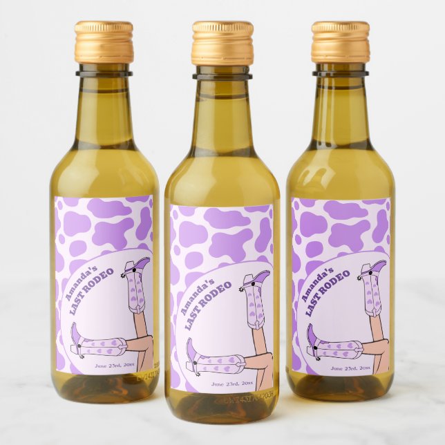 Last Rodeo Lila Cowgirl Brautparty Party Weinetikett (Flaschen)