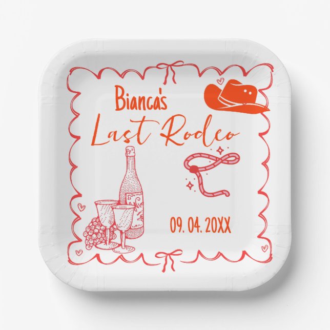 Last Rodeo Nashville Bachelorette Weekend Party Pappteller (Vorderseite)