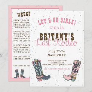 Last Rodeo Nashville Pink Cowgirl Bachelorette Einladung
