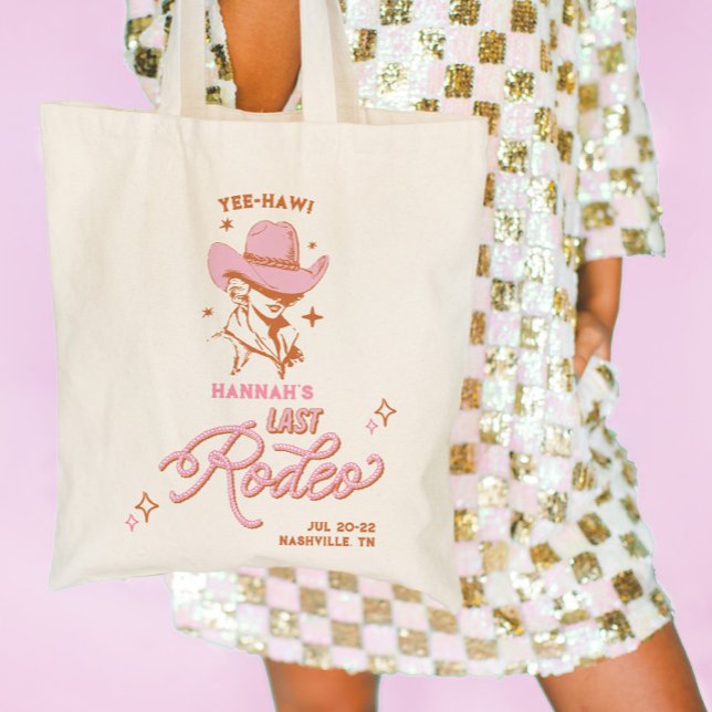 Last Rodeo Retro Cowgirl Bachelorette Tragetasche (last rodeo bachelorette tote bag)