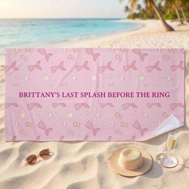 Last Splash Mermaid Bachelorette Personalized Strandtuch (Von Creator hochgeladen)